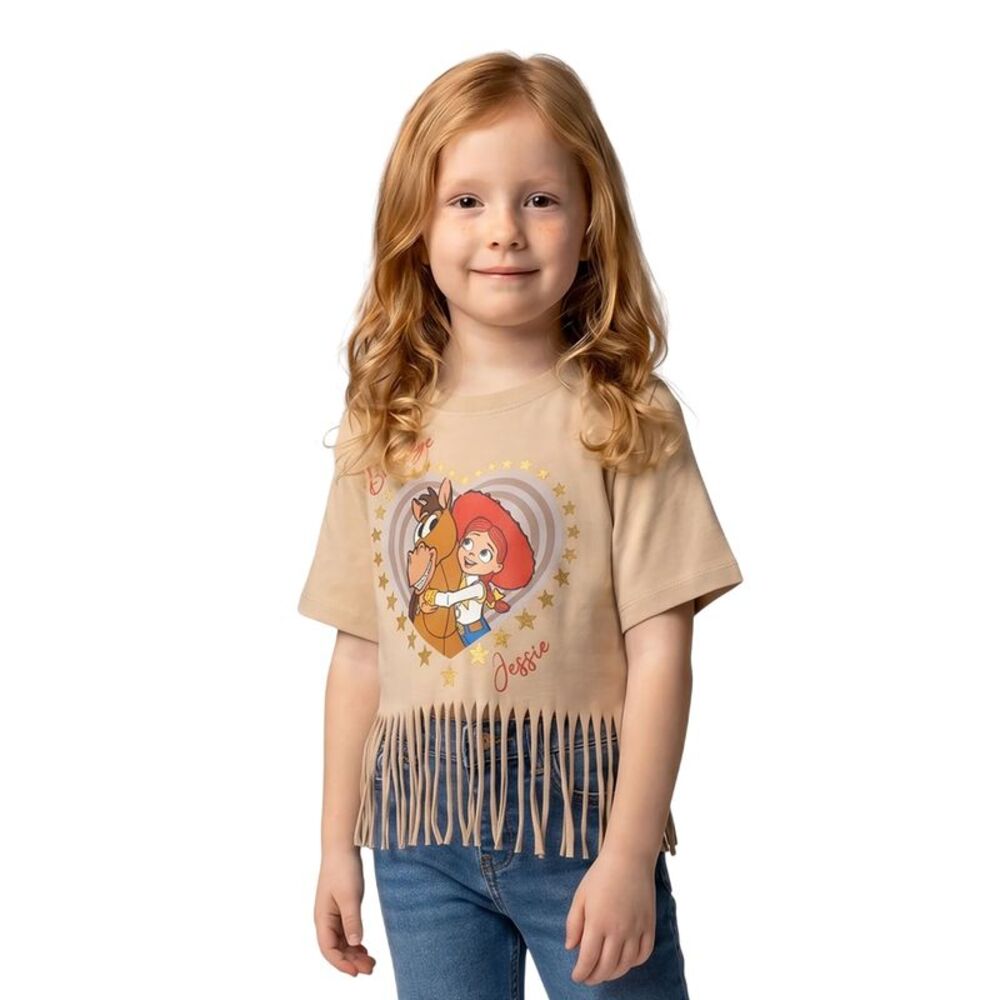 Toy Story Girls Jessie Fringe Short-Sleeved T-Shirt / Beige